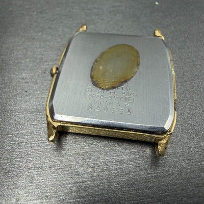 Seiko Watch Men 27mm Champagne Dial Gold Tone Rectangle 5P30-5A10 New Battery7
