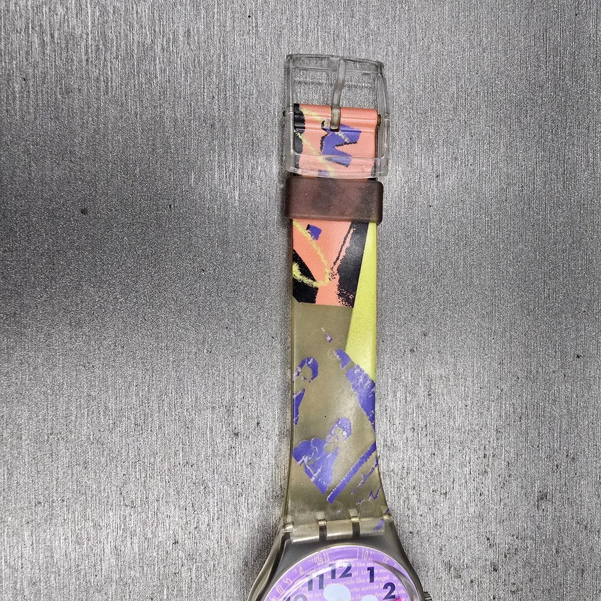 Swatch Rave Watch Women 34mm Purple Dial Clear Case Round GK134 New Battery11