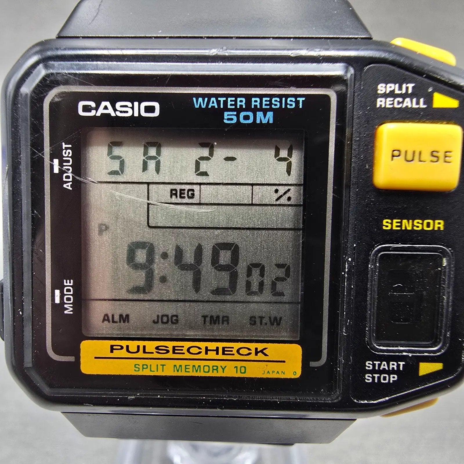 Casio JP-100W Pulse Check Watch Men 38mm Black Yellow Chronograph New Battery1