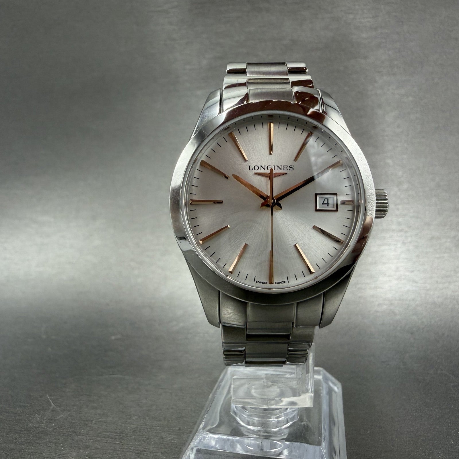 Longines Conquest Watch Women 34mm Silver Dial Stainless Steel Date New Battery5