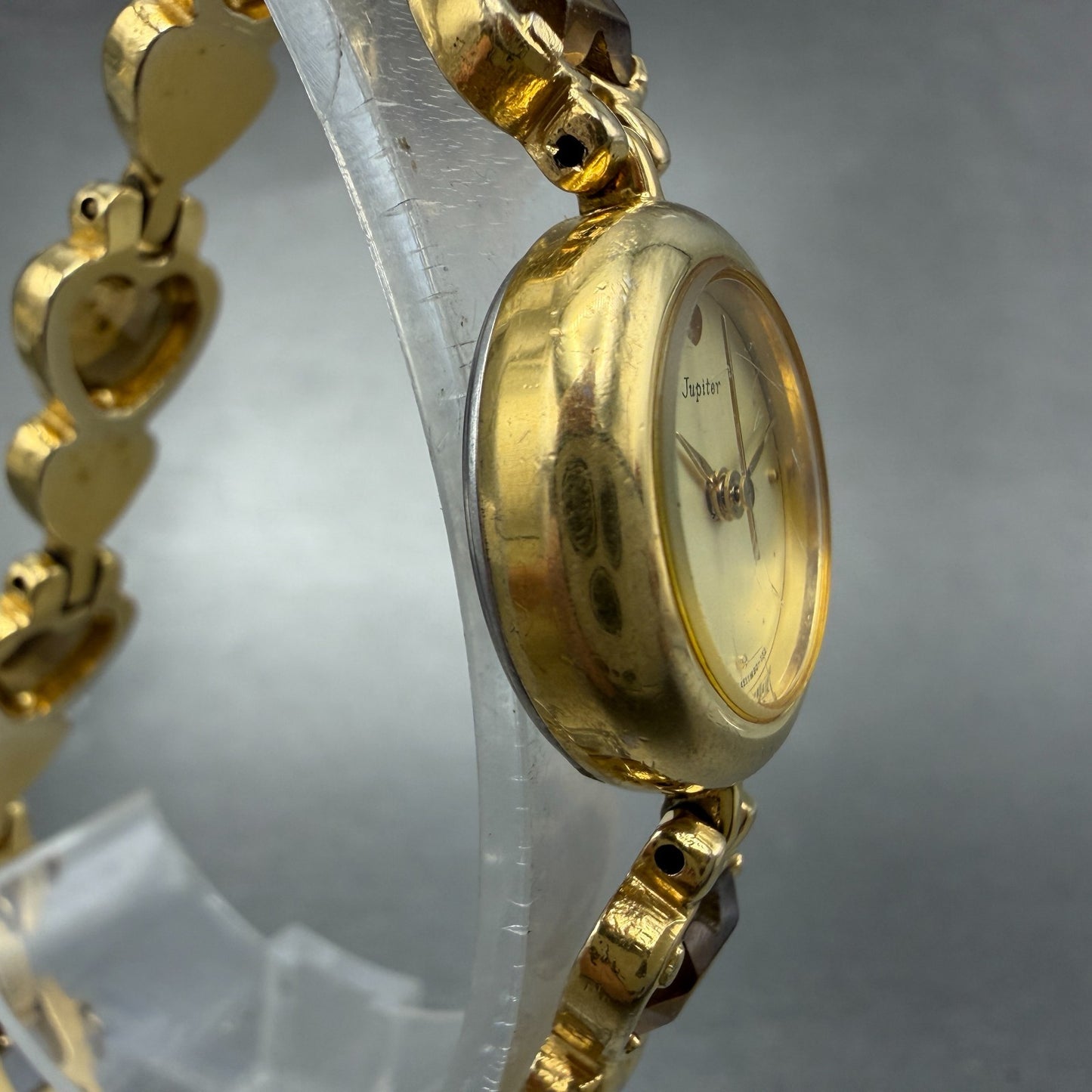 Orient Jupiter Watch Women 21mm Gold Dial Gold Tone Hearts E454M9-00 New Battery3