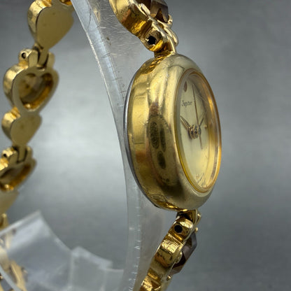 Orient Jupiter Watch Women 21mm Gold Dial Gold Tone Hearts E454M9-00 New Battery3