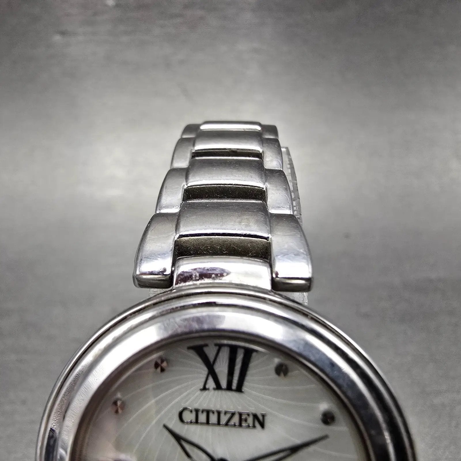 Citizen Eco-Drive Sunrise Watch Women 30mm MOP Dial Silver Tone EM0330-55D Runs4