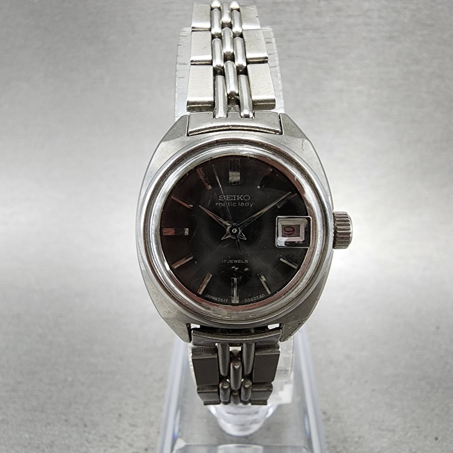 Seiko Matic Lady Watch Women 23mm Gray Dial Silver Tone Automatic 25170211 Runs0