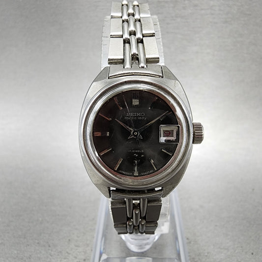 Seiko Matic Lady Watch Women 23mm Gray Dial Silver Tone Automatic 25170211 Runs0