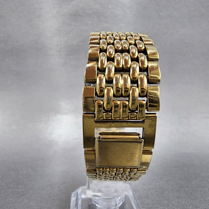 Seiko Tank Watch Men 26mm Black Dial Gold Tone V7015jo9 New Battery8