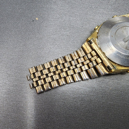 Seiko Digital Watch Men 33mm Gold Tone Alarm Chronograph A1594029 PARTS10