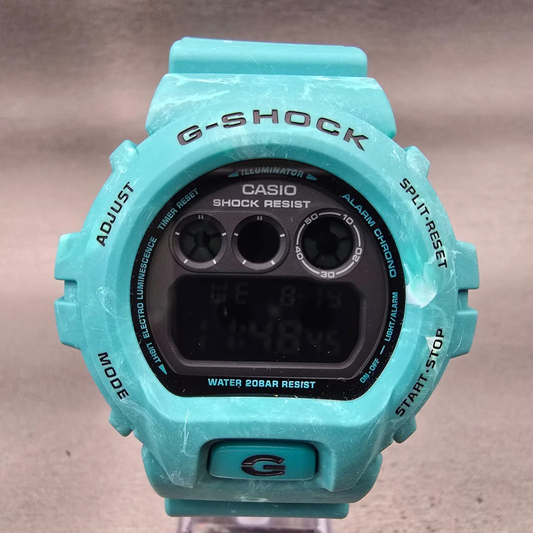 Casio G-Shock DW-6900WS Watch Men 50mm Black Dial Blue Chrono Alarm New Battery0