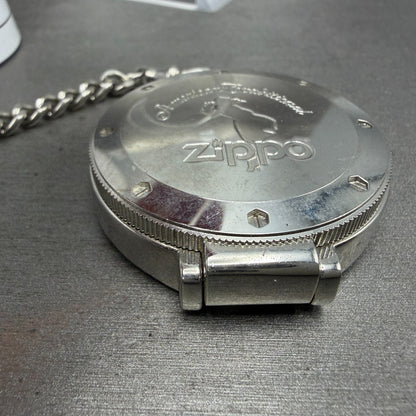 Zippo Pocket Watch Men 49mm Silver Dial Steel Chronograph Round New Battery7