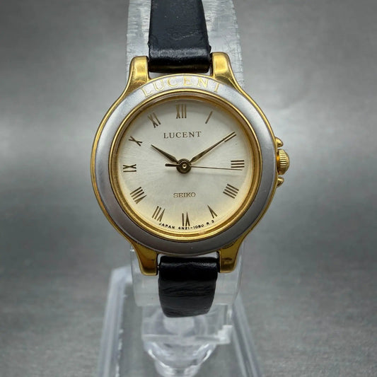 Seiko Lucent Watch Women 22mm Champagne Dial Two Tone Round 4N21-0340 New Batt0