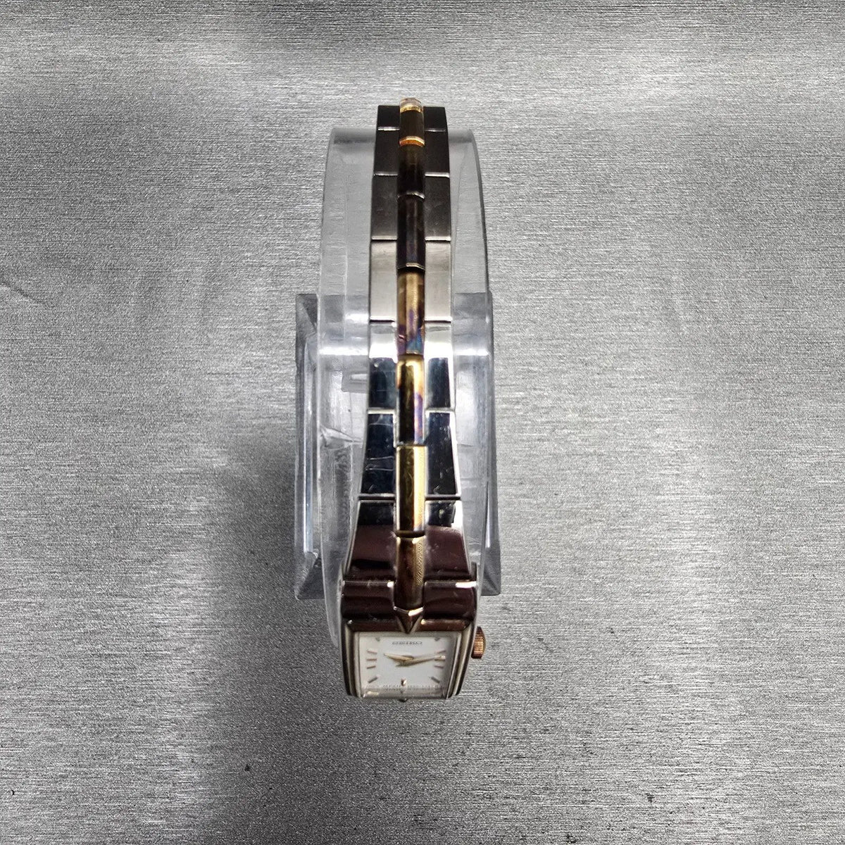 Seiko Tank Watch Women 13mm White Dial Two Tone Rectangle 2E20-0AY0 New Battery4