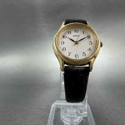 Seiko Watch Women 24mm Silver Dial Gold Tone Round 4N21-0230 New Battery5