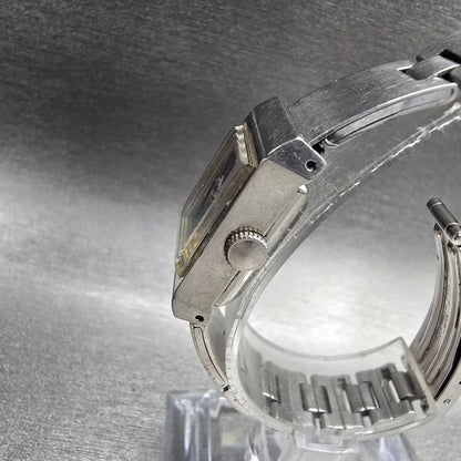 Seiko Watch Women 16mm Blue Dial Silver Tone Rectangle 1104-3409 Manual Wind2