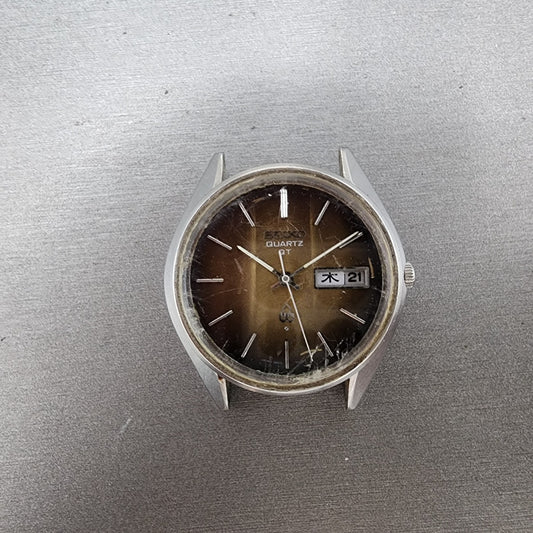 Seiko QT Watch Men 36mm Brown Dial Silver Tone Daydate 38037090 PARTS0