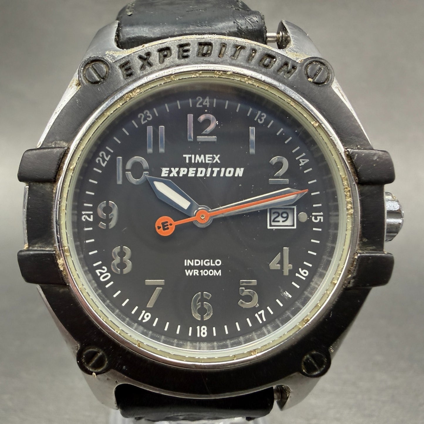 Timex Expedition Watch Men 40mm Black Dial Silver Tone Round New battery0