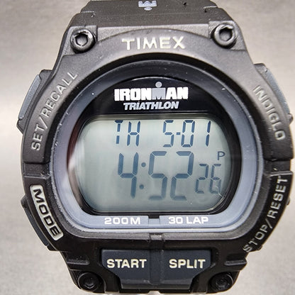 Timex Ironman Watch Men 42mm Digital Black Tone Alarm Chronograph Round New batt