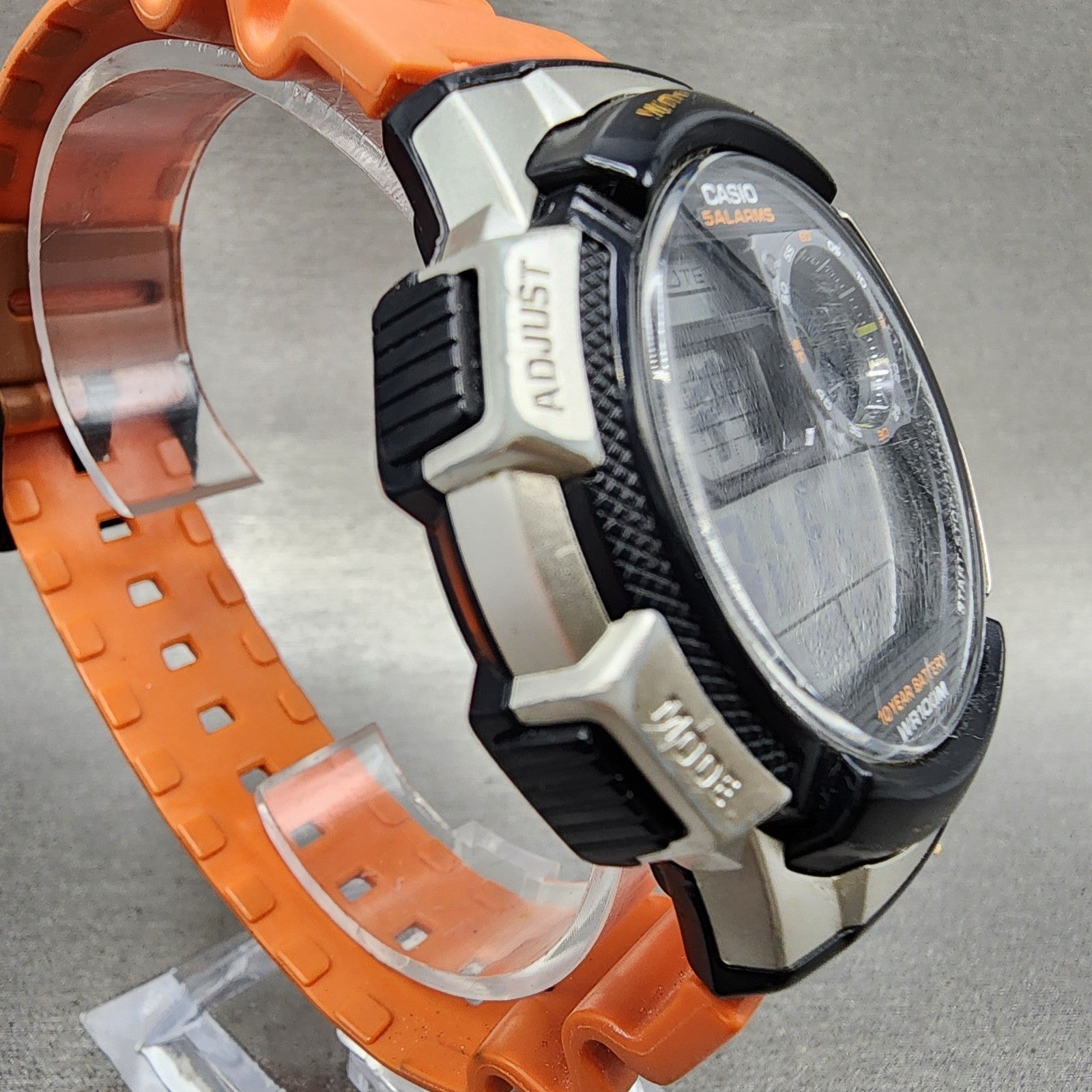 Casio AE1000W World Time Watch Men 44mm Digital Silver Tone Alarm Chrono NewBat3