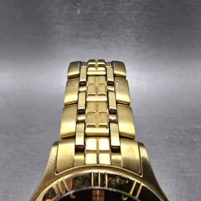 Citizen Eco-Drive Watch Men 35mm Blue Dial Gold Tone Date E111-S040264 Runs4