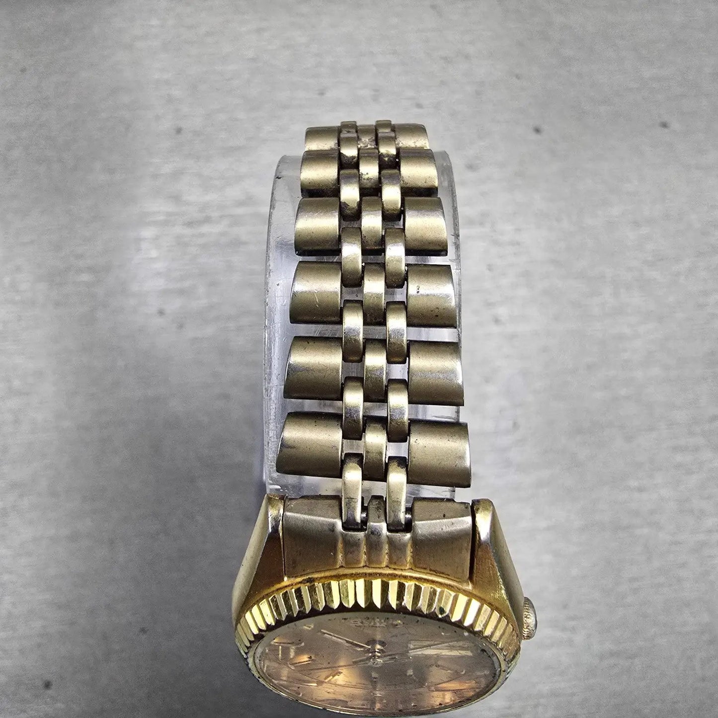 Seiko Watch Women 24mm Gold Dial Gold Tone Daydate Round 7N83-0049 New Battery4