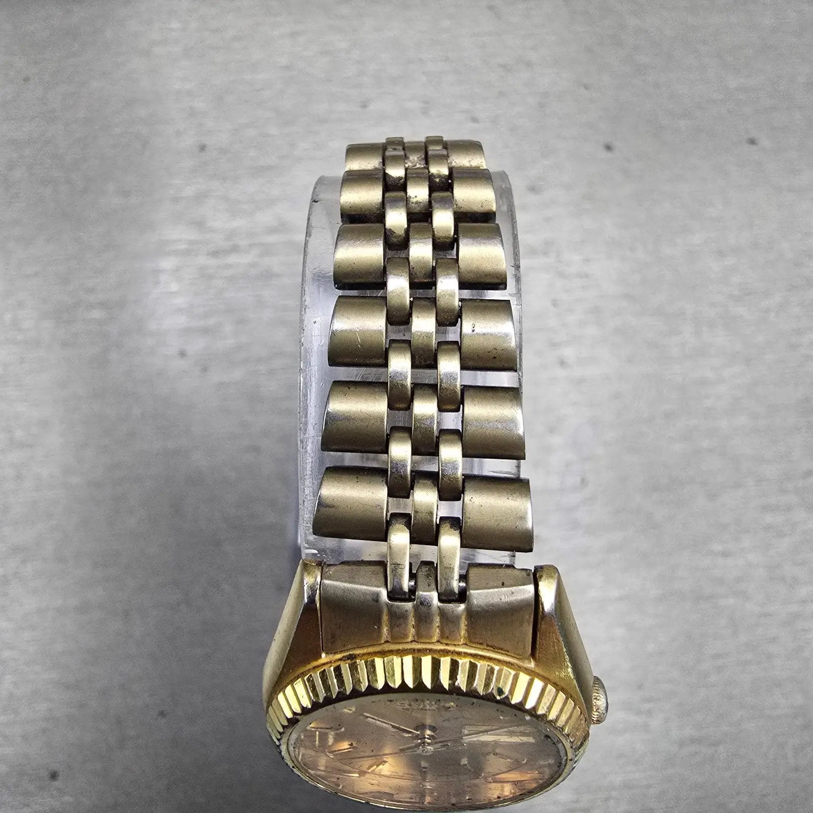 Seiko Watch Women 24mm Gold Dial Gold Tone Daydate Round 7N83-0049 New Battery4