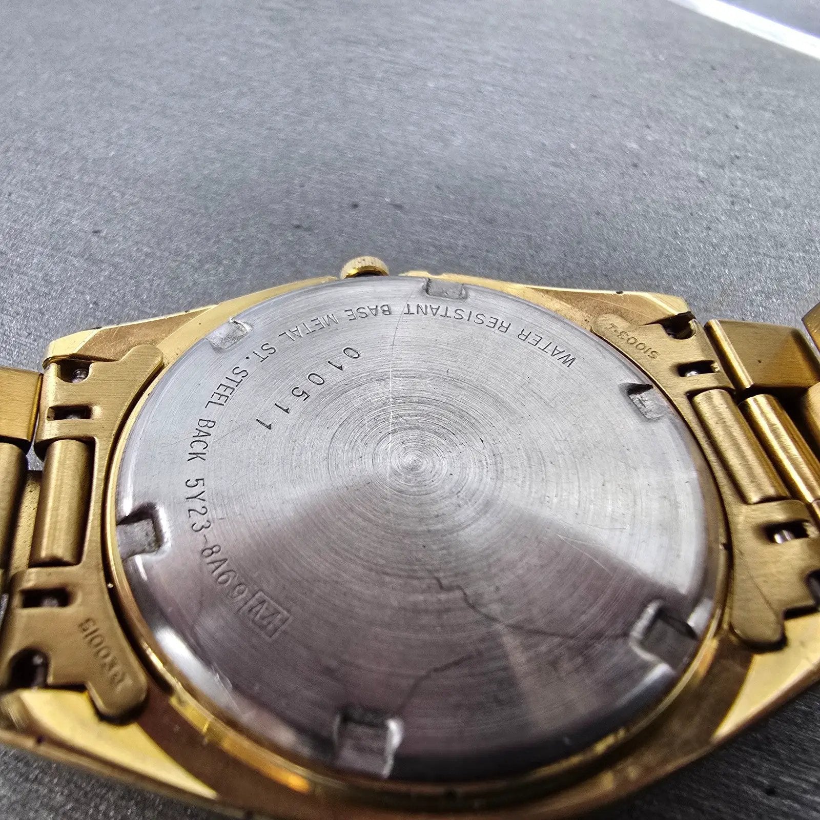 Seiko President Watch Men 35mm Gold Dial Gold Tone Daydate 5Y23-8A69 New Batt HH10
