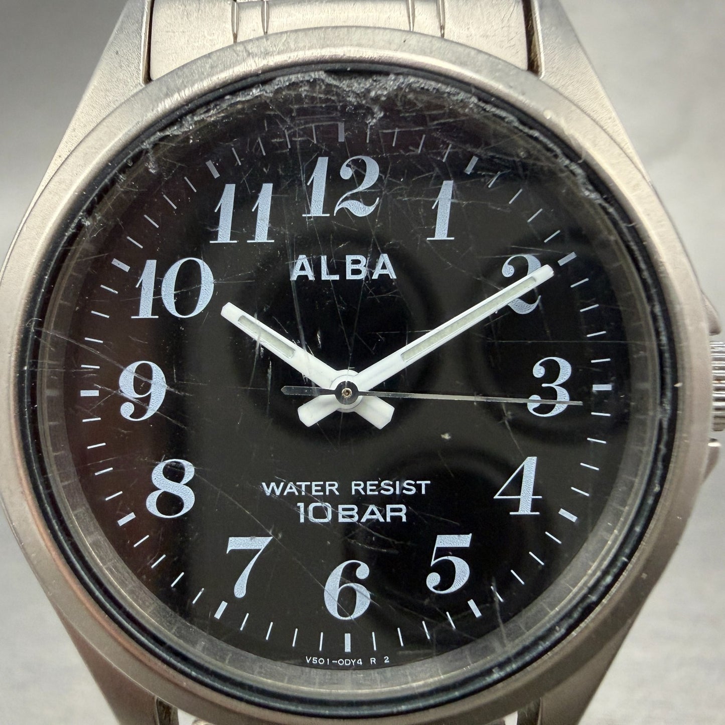 Seiko Alba Watch Men 35mm Black Dial Titanium Round V501-0bc0 New Battery1