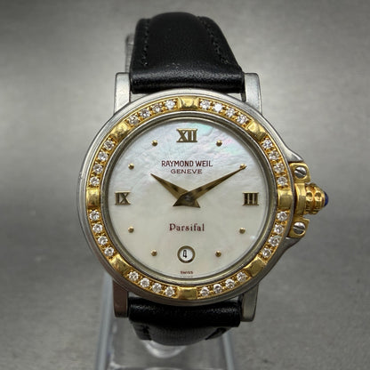 Raymond Weil Parsifal Watch Women 27mm Mop Dial Two Tone Date Diamonds New Batt0