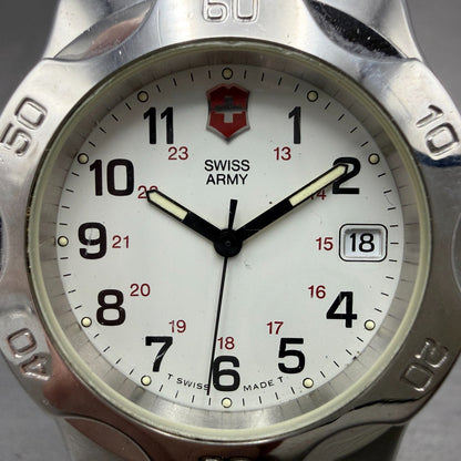 Victorinox Swiss Army Officer Watch Men 39mm White Dial Silver Date Round PARTS2