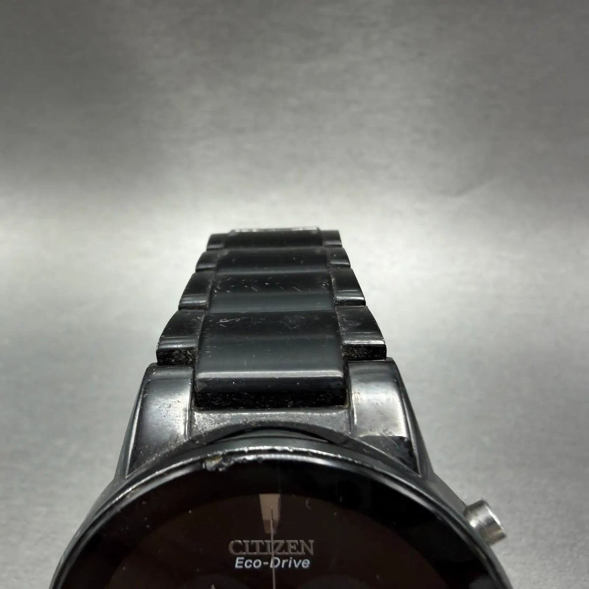 Citizen Axiom Eco-Drive Chronograph Watch Men 43mm Black Dial Black Tone Runs4