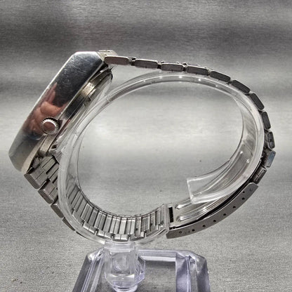 Seiko SQ Watch Men 36mm Black Dial Silver Tone Daydate 7546-5069 New Battery VTG6