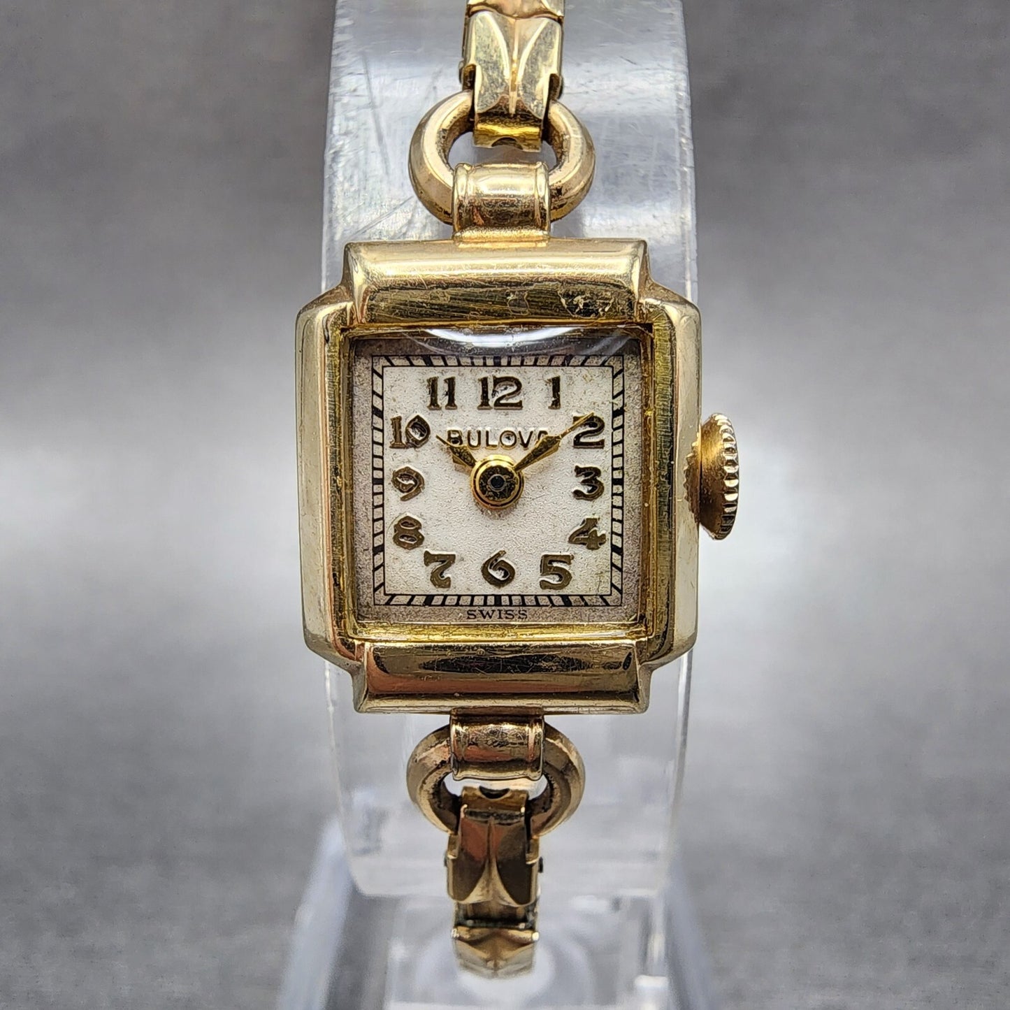 Bulova Cocktail Watch Women 14mm Cream Dial 10K Gold Filled Rectangle Manual Win0