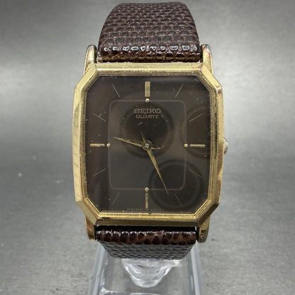 Seiko Tank Watch Men 26mm Brown Dial Gold Tone Hexagon 5P30-5079 PARTS0