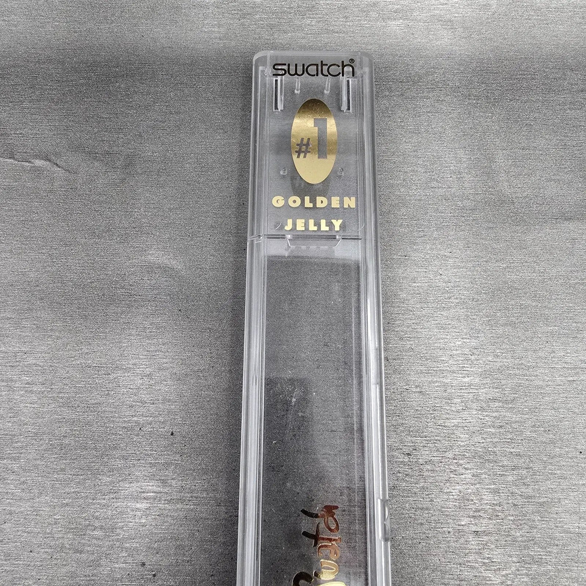 Swatch Golden Jelly Watch Men 34mm Skeleton Dial Clear Case GZ115 New Batt NOS19