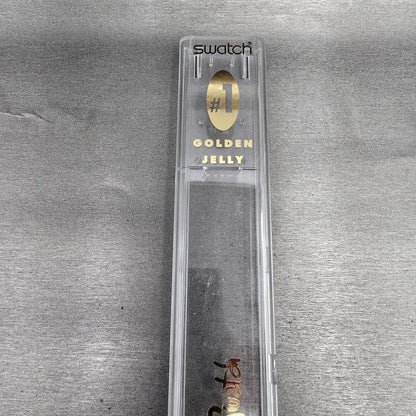 Swatch Golden Jelly Watch Men 34mm Skeleton Dial Clear Case GZ115 New Batt NOS19