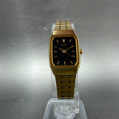 Seiko Tank Watch Women 17mm Black Dial gold Tone Octagon 2Y01-5D29 New Battery5