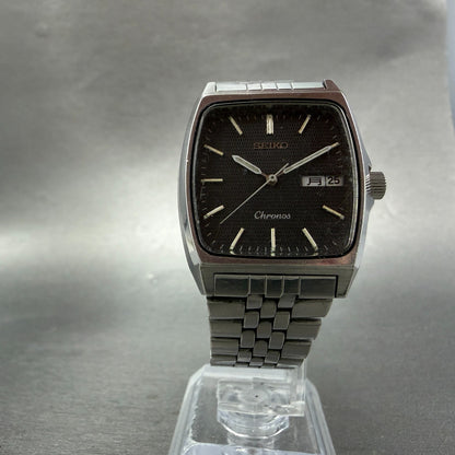 Seiko Chronos Watch Men 30mm Black Dial Silver Tone Daydate 5H23-5110 NewBattery5