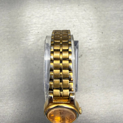 Seiko SX Watch Women 17mm Gold Dial Two Tone Oval V401-5101 New Battery Vintage4