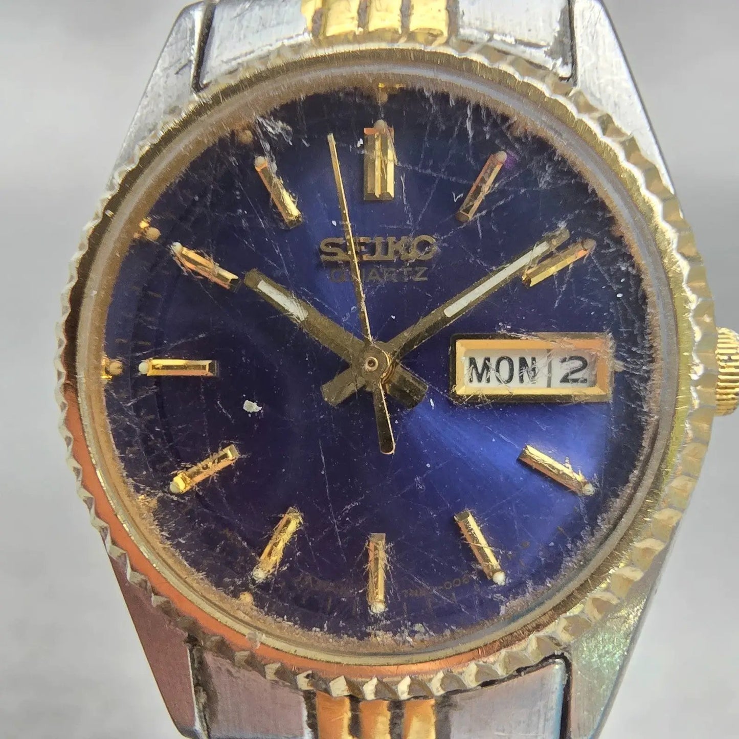 Seiko Watch Women 24mm Blue Dial Two Tone Daydate Round 7N83-0049 New Battery1