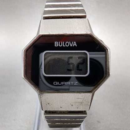 Bulova Digital Watch Women 25mm LCD Blue Dial Silver Tone Octagon New Battery N71