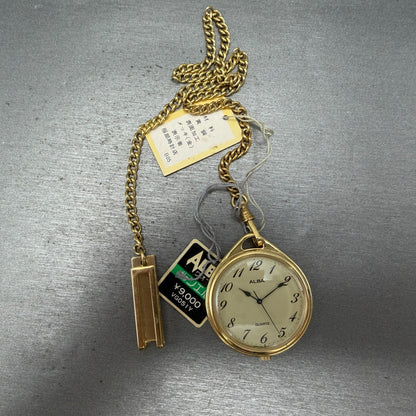 Seiko Alba Pocket Watch Men 36mm Champagne Dial Gold Tone Y481-0120 New Battery0