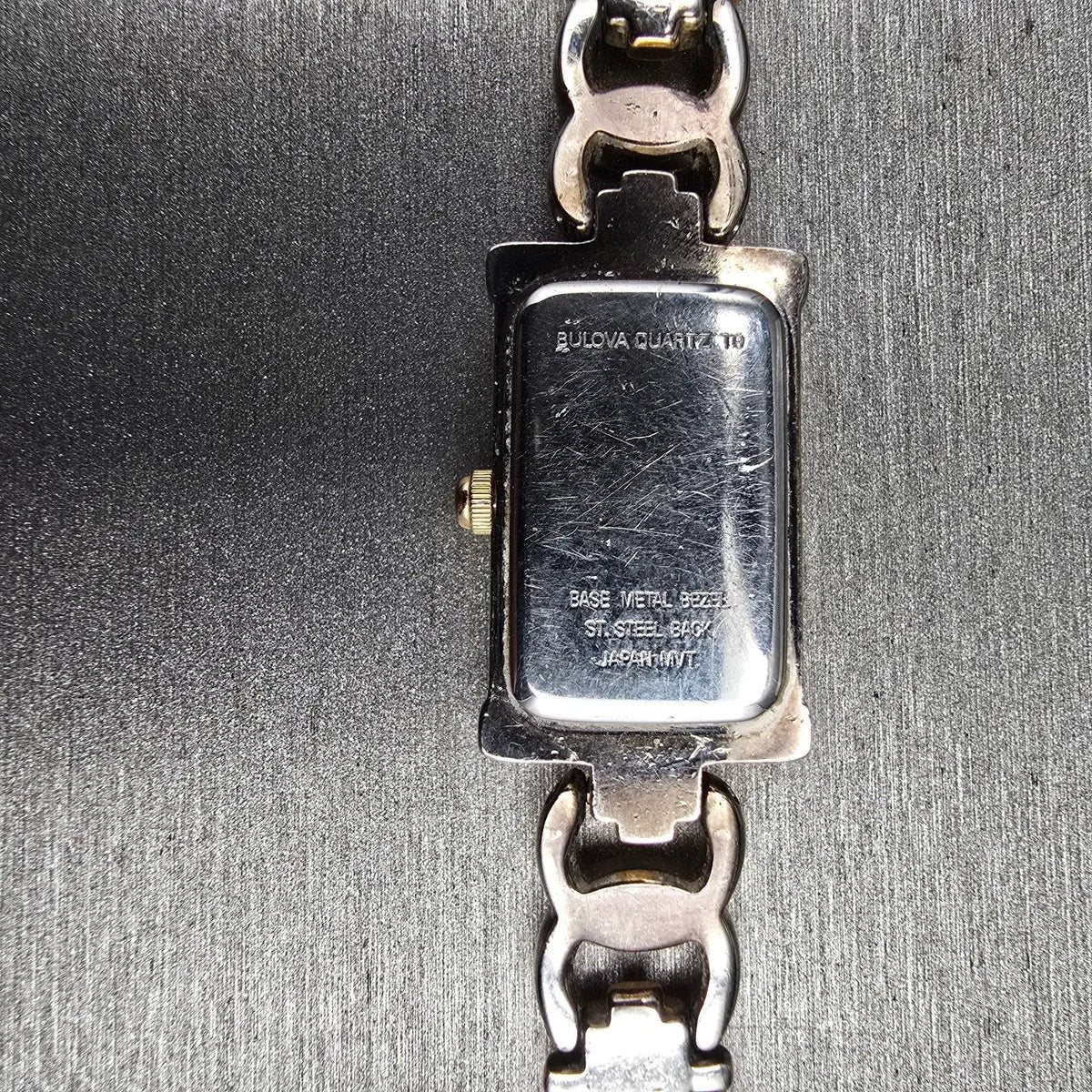 Bulova Watch Women 14mm White Dial Two Tone Rectangle 98T10 New Battery10