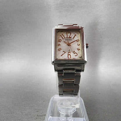Seiko Lukia Tank Watch Women 21mm Silver Dial Two Tone 1n010jp0 New Battery5