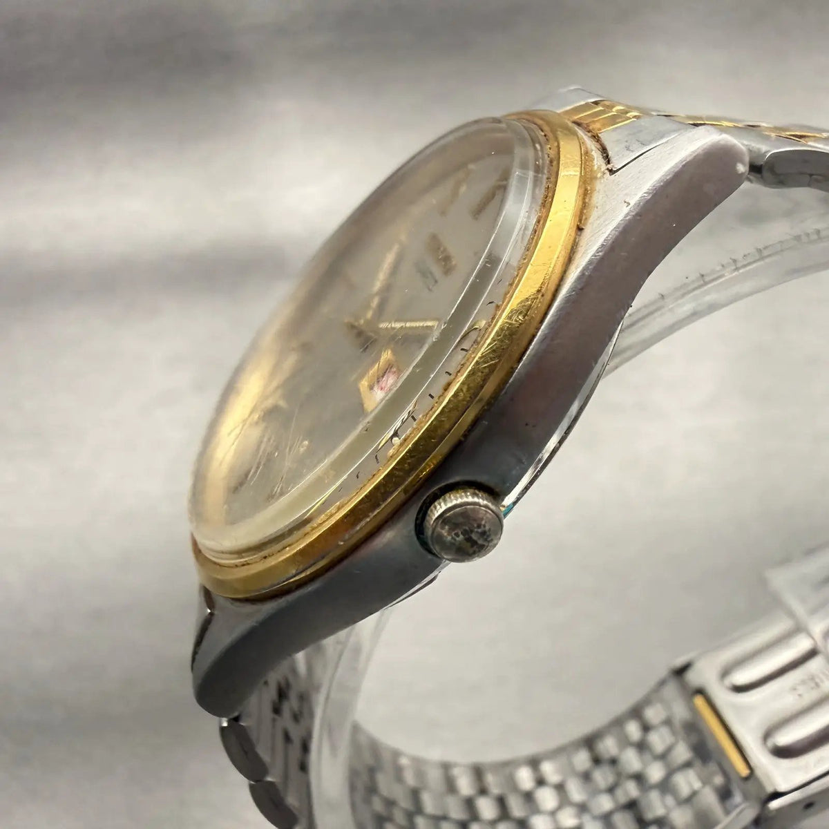 Seiko Watch Men 35mm Gray Dial Two Tone Daydate Round 7N43-8A30 New Battery VTG2