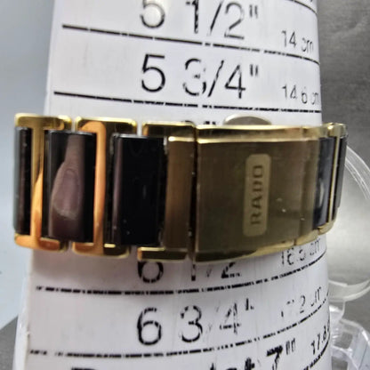 Rado Diastar Tank Watch Women 18mm Black Dial Black & Gold Tone 153.0383.3 Runs10