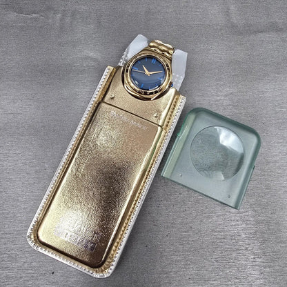 Swatch Irony Medium Evensong Watch Men 33mm Blue Dial Gold YLG110 New Batt NOS2
