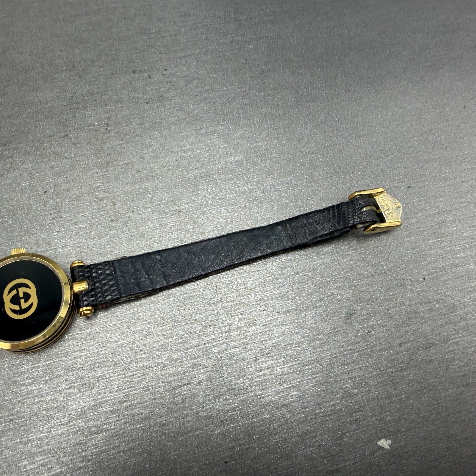 Gucci 2000L Watch Women 22mm Black Dial Gold Plated Round New Battery VTG READ!!12