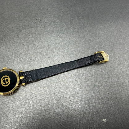 Gucci 2000L Watch Women 22mm Black Dial Gold Plated Round New Battery VTG READ!!12