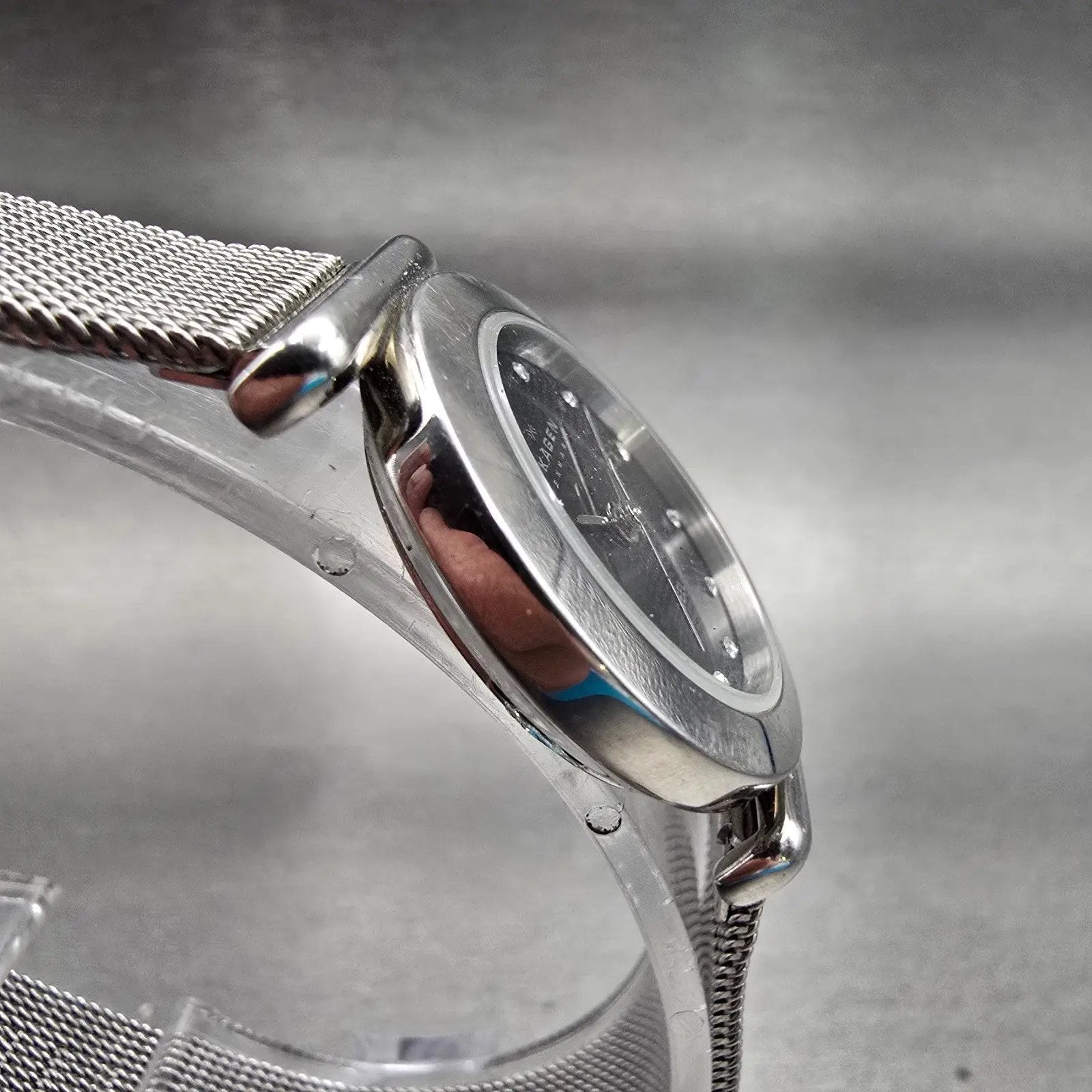 Skagen Watch Women 25mm Black Dial Silver Tone Round 107SSSBD New Batt3
