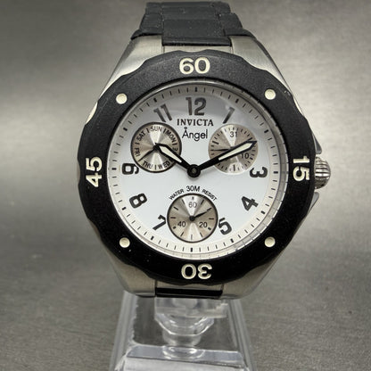 Invicta Angle Watch Women 38mm White Dial Steel Daydate Black 0733 New battery0