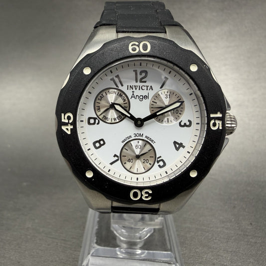 Invicta Angle Watch Women 38mm White Dial Steel Daydate Black 0733 New battery0
